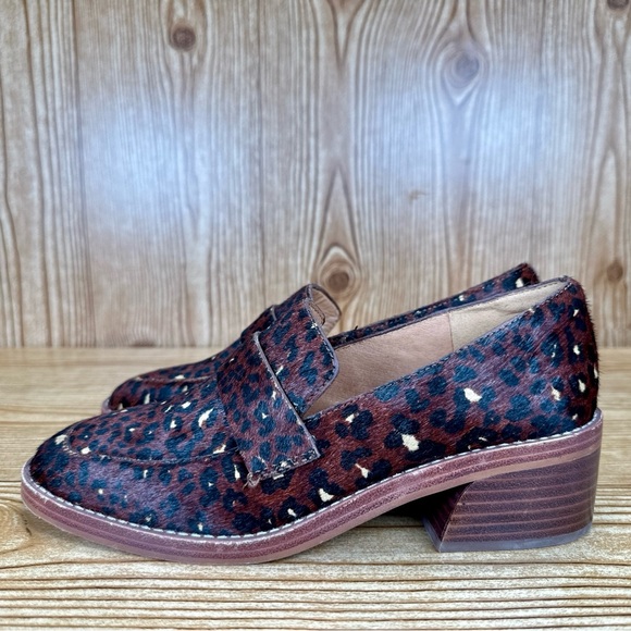 Women’s Madewell The Alex Heeled Loafer in Painted Leopard Calf Hair Sz 5 - Picture 4 of 12